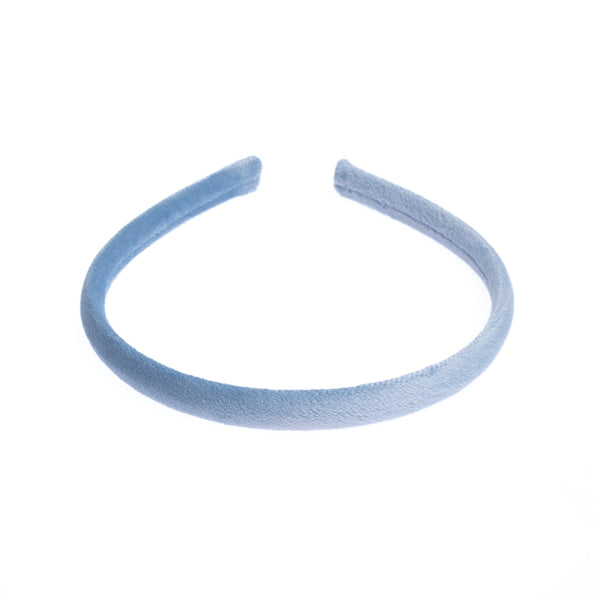 VELVET HAIR BAND THIN LIGHT BLUE