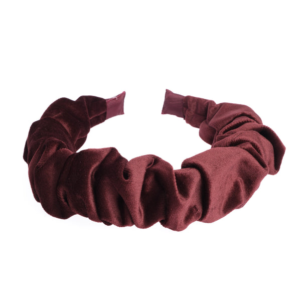 VELVET HAIR BAND WAVE MAROON