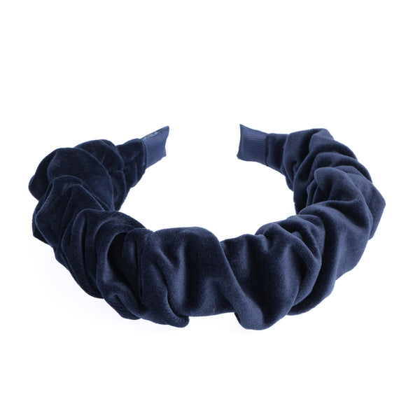 VELVET HAIR BAND WAVE NAVY BLUE