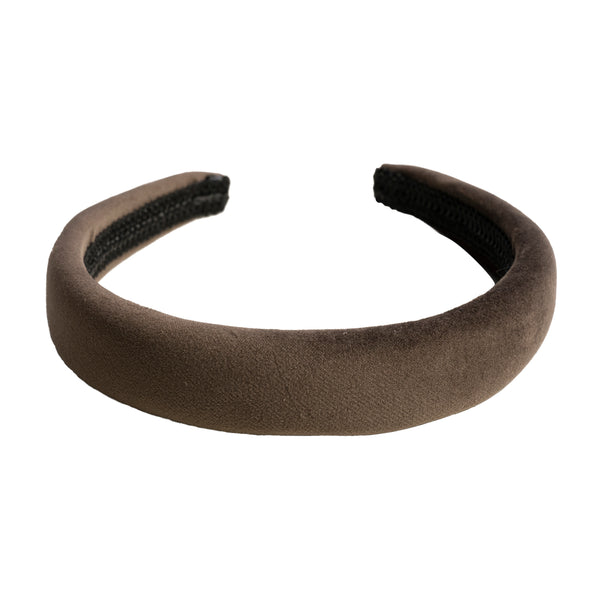 VELVET HAIR BAND BROAD CHOCOLATE BROWN