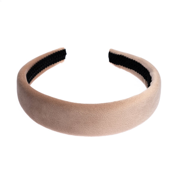 VELVET HAIR BAND BROAD COOL CAMEL