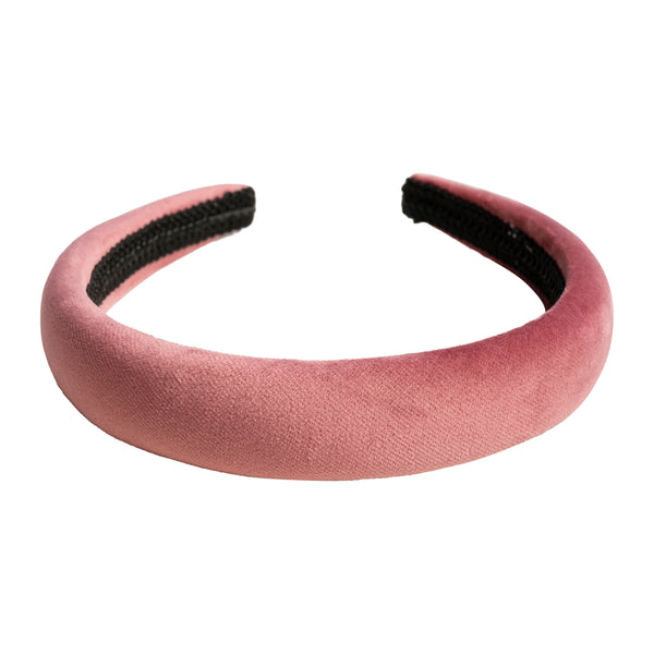 VELVET HAIR BAND BROAD VINTAGE ROSE