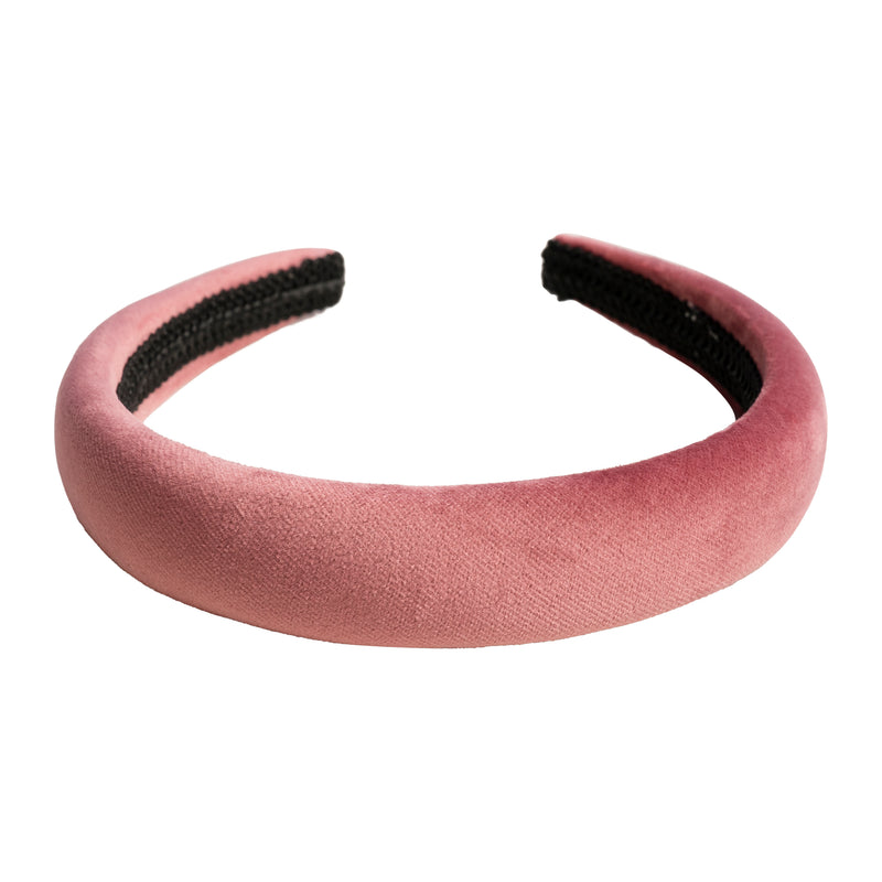 VELVET HAIR BAND BROAD VINTAGE ROSE
