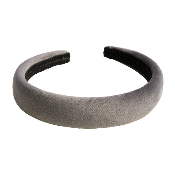 VELVET HAIR BAND BROAD DARK GREY