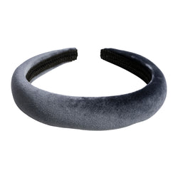 VELVET HAIR BAND BROAD STEEL BLUE