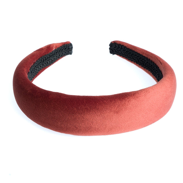 VELVET HAIR BAND BROAD MAHOGANY