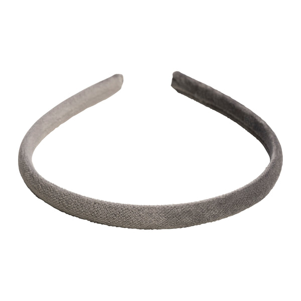 VELVET HAIR BAND THIN DARK GREY