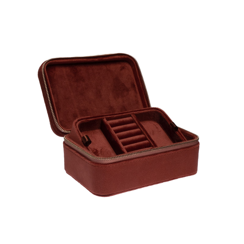 VELVET JEWELLERY BOX MAHOGANY VELVET JEWELLERY BOX MAHOGANY