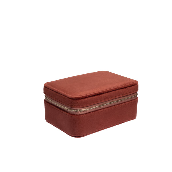 VELVET JEWELLERY BOX MAHOGANY