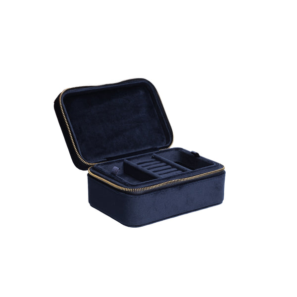 VELVET JEWELLERY BOX NAVY BLUE