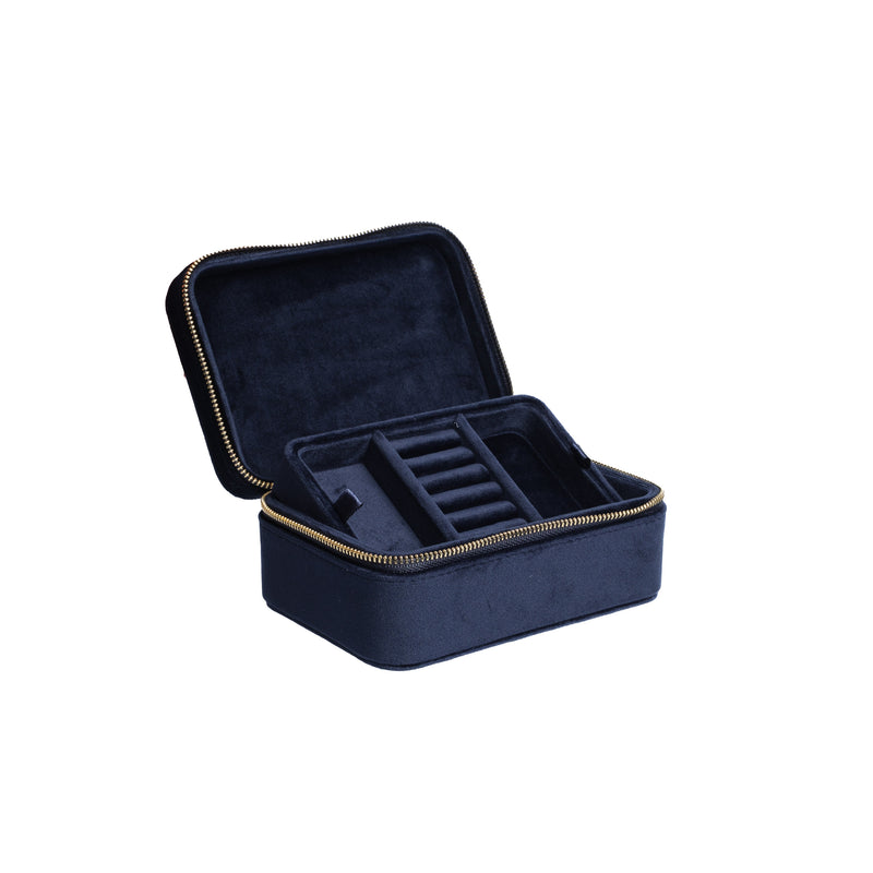 VELVET JEWELLERY BOX NAVY BLUE