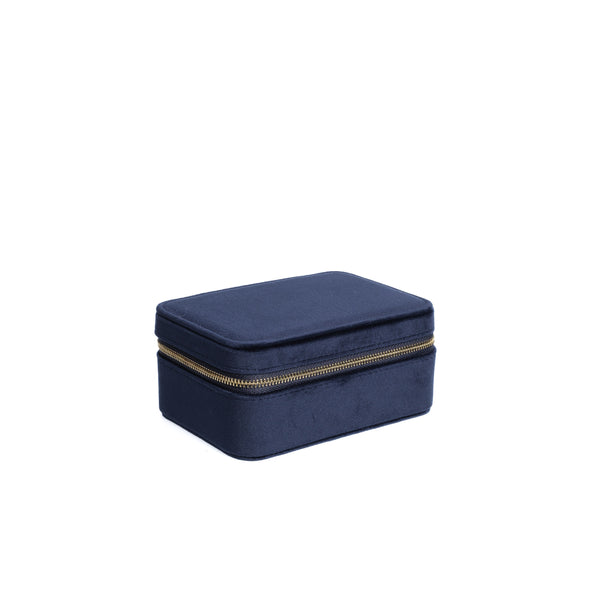 VELVET JEWELLERY BOX NAVY BLUE