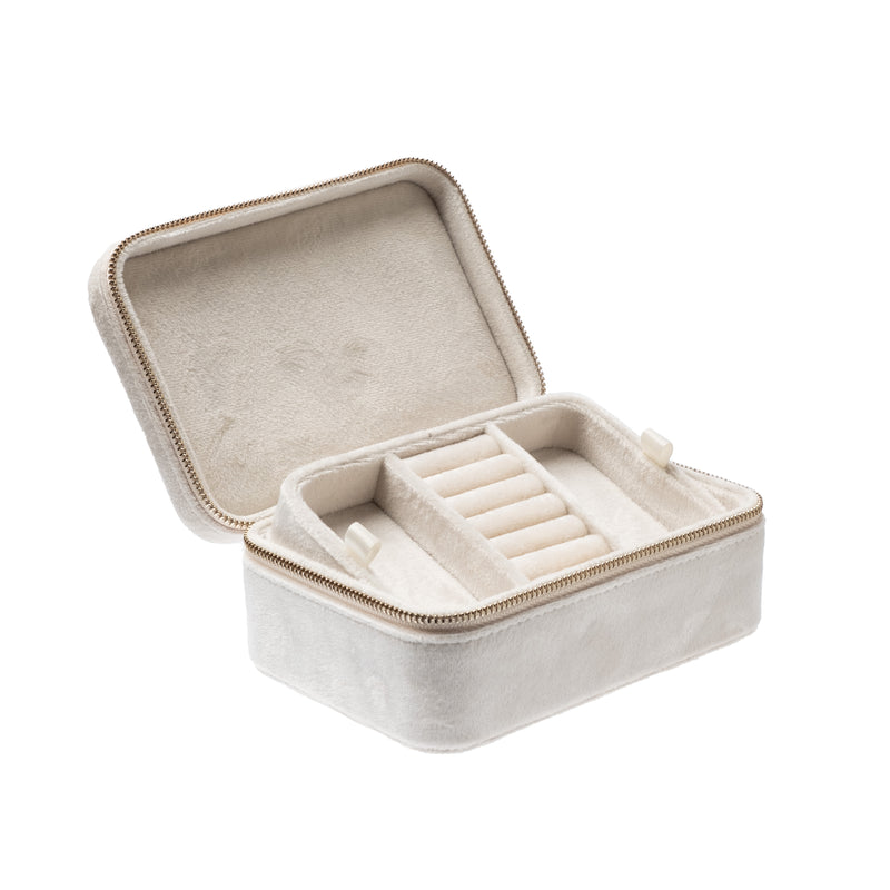 VELVET JEWELLERY BOX OFF WHITE