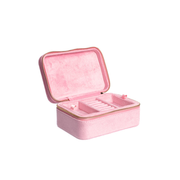 VELVET JEWELLERY BOX PALE PINK