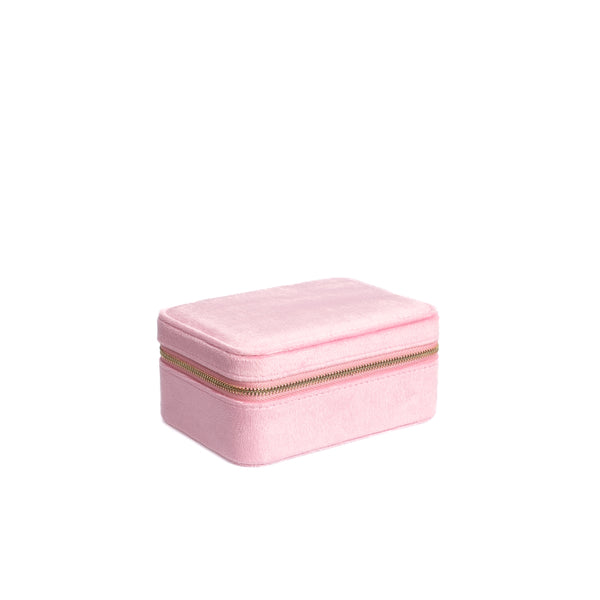 VELVET JEWELLERY BOX PALE PINK