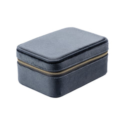 VELVET JEWELLERY BOX SPARKLED STEEL BLUE