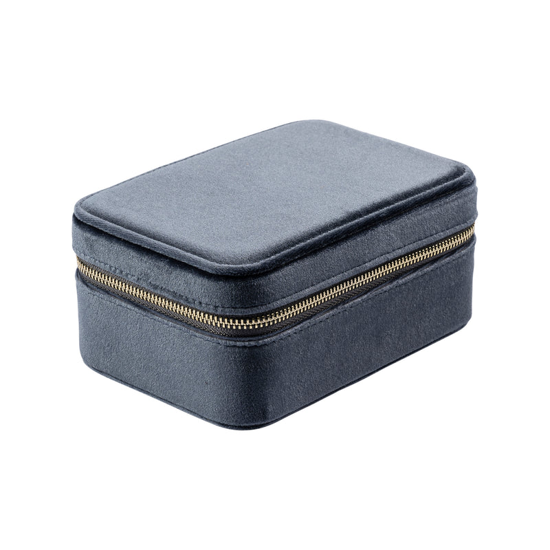 VELVET JEWELLERY BOX SPARKLED STEEL BLUE