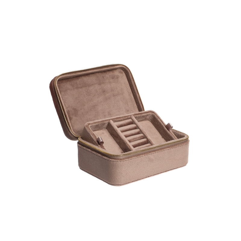 VELVET JEWELLERY BOX WARM TAUPE