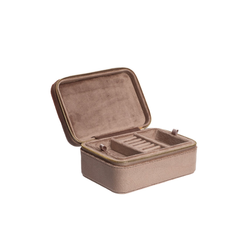 VELVET JEWELLERY BOX WARM TAUPE
