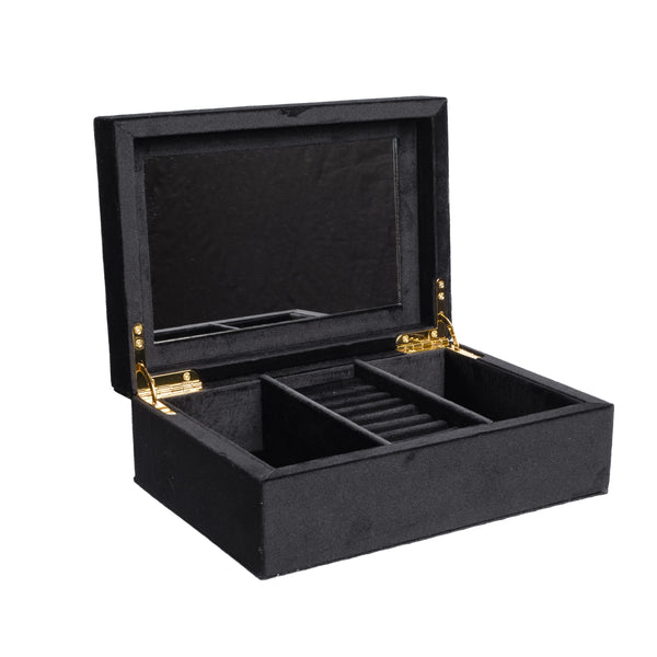 VELVET JEWELLERY BOX LARGE BLACK