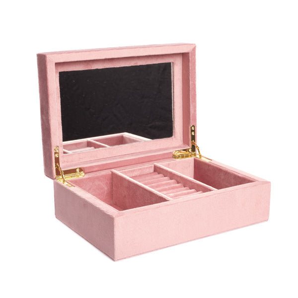 VELVET JEWELLERY BOX LARGE BLUSH ROSE