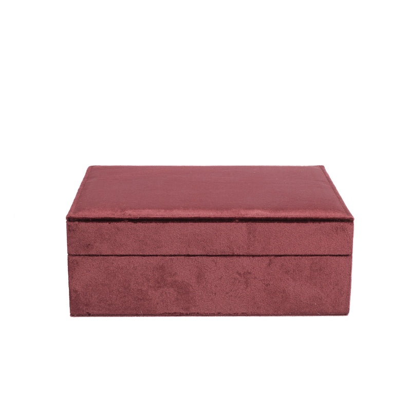 VELVET JEWELLERY BOX LARGE MAROON