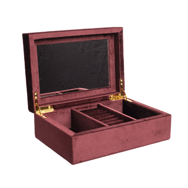 VELVET JEWELLERY BOX LARGE MAROON