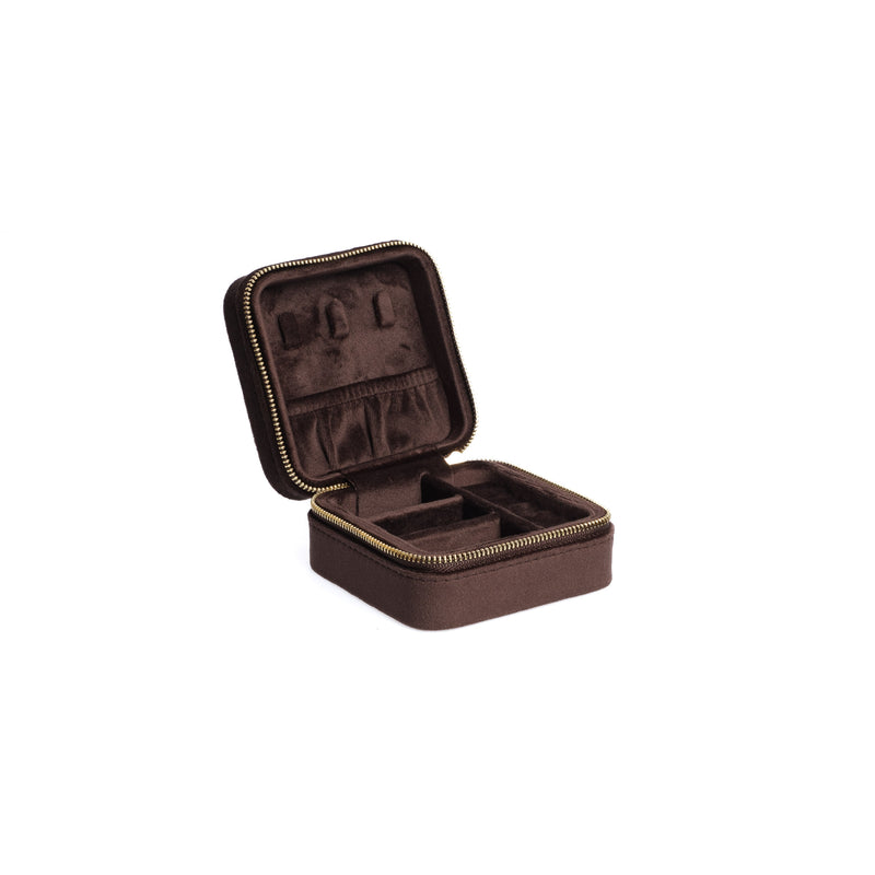 VELVET JEWELLERY BOX MINI CHOCOLATE BROWN