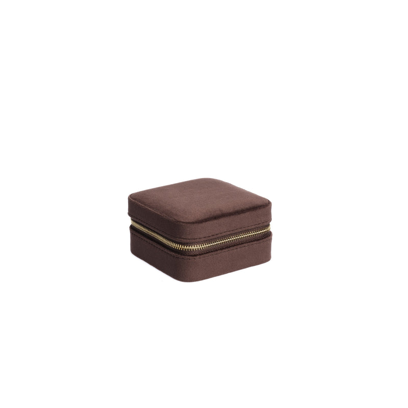 VELVET JEWELLERY BOX MINI CHOCOLATE BROWN