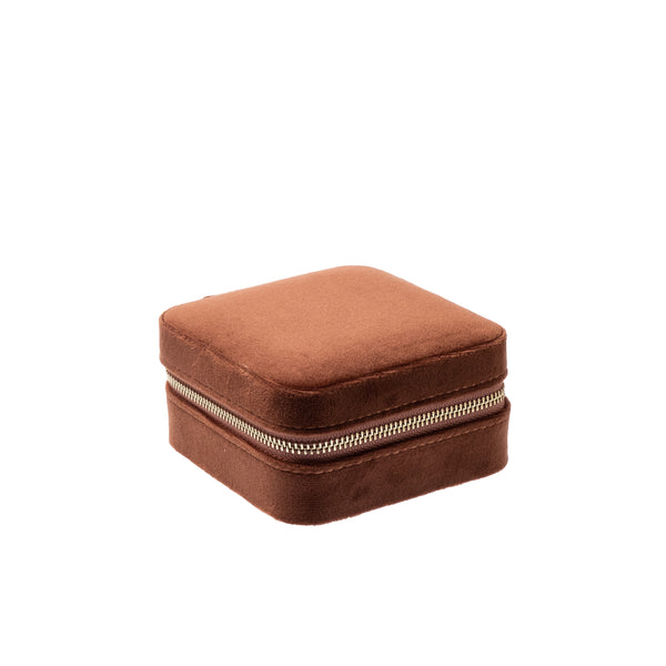 VELVET JEWELLERY BOX MINI COGNAC