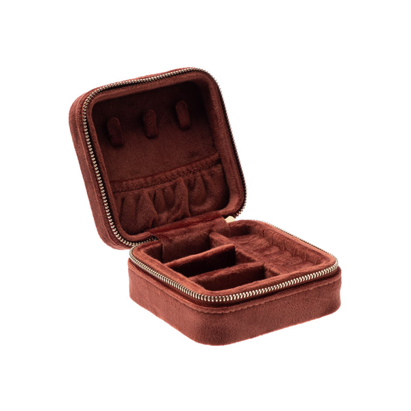 VELVET JEWELLERY BOX MINI MAHOGANY