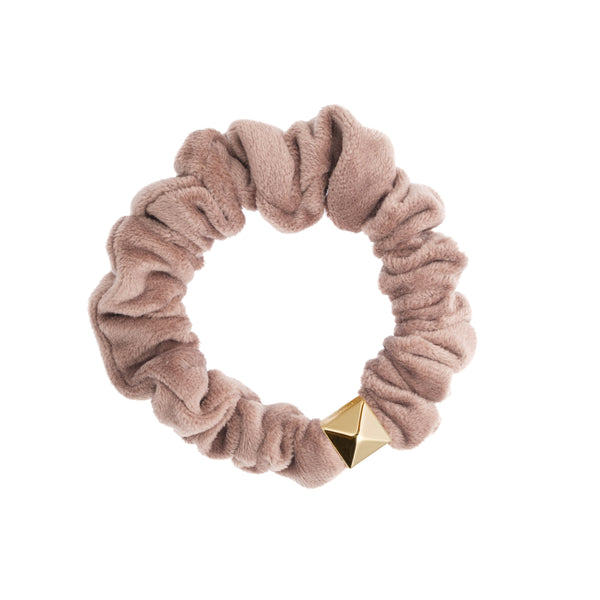 VELVET MINI SCRUNCHIE WARM TAUPE
