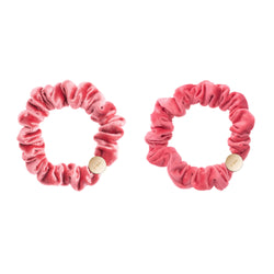 2 PK VELVET MINI SCRUNCHIE CANDY PINK & CANDY KISS