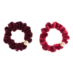 2 PK VELVET MINI SCRUNCHIE WINE & OX RED