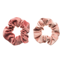 2 PK VELVET SCRUNCHIE BLUSH ROSE & PALE ROSE