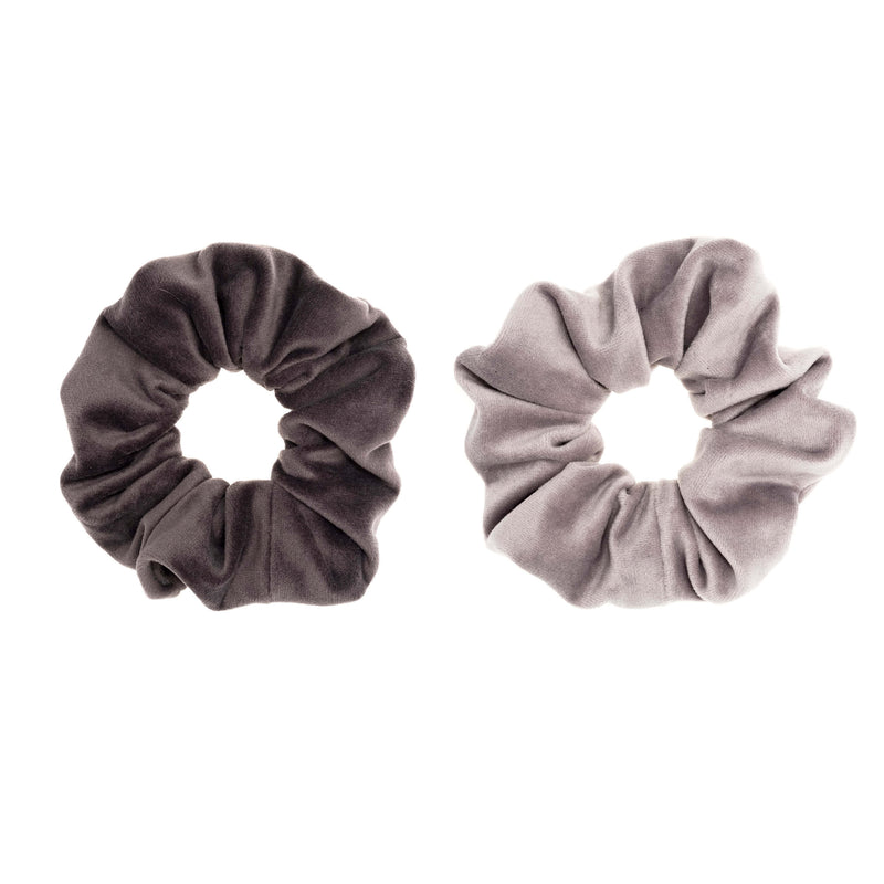 2 PK VELVET SCRUNCHIE GREY & ELEPHANT GREY