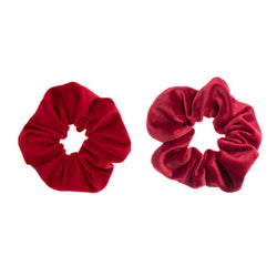 2 PK VELVET SCRUNCHIE RED & OX RED