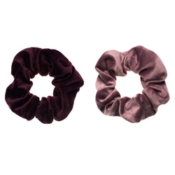 2 PK VELVET SCRUNCHIE RICH PLUM & DUSTY GRAPE