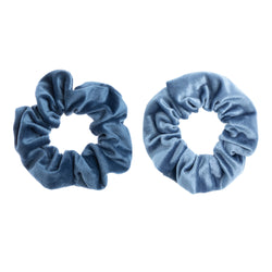 2 PK VELVET SCRUNCHIE STONE BLUE & 501 BLUE