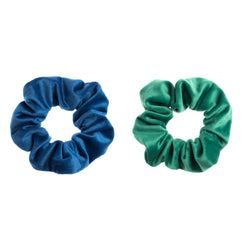 2 PK VELVET SCRUNCHIE STRONG BLUE & GREEN