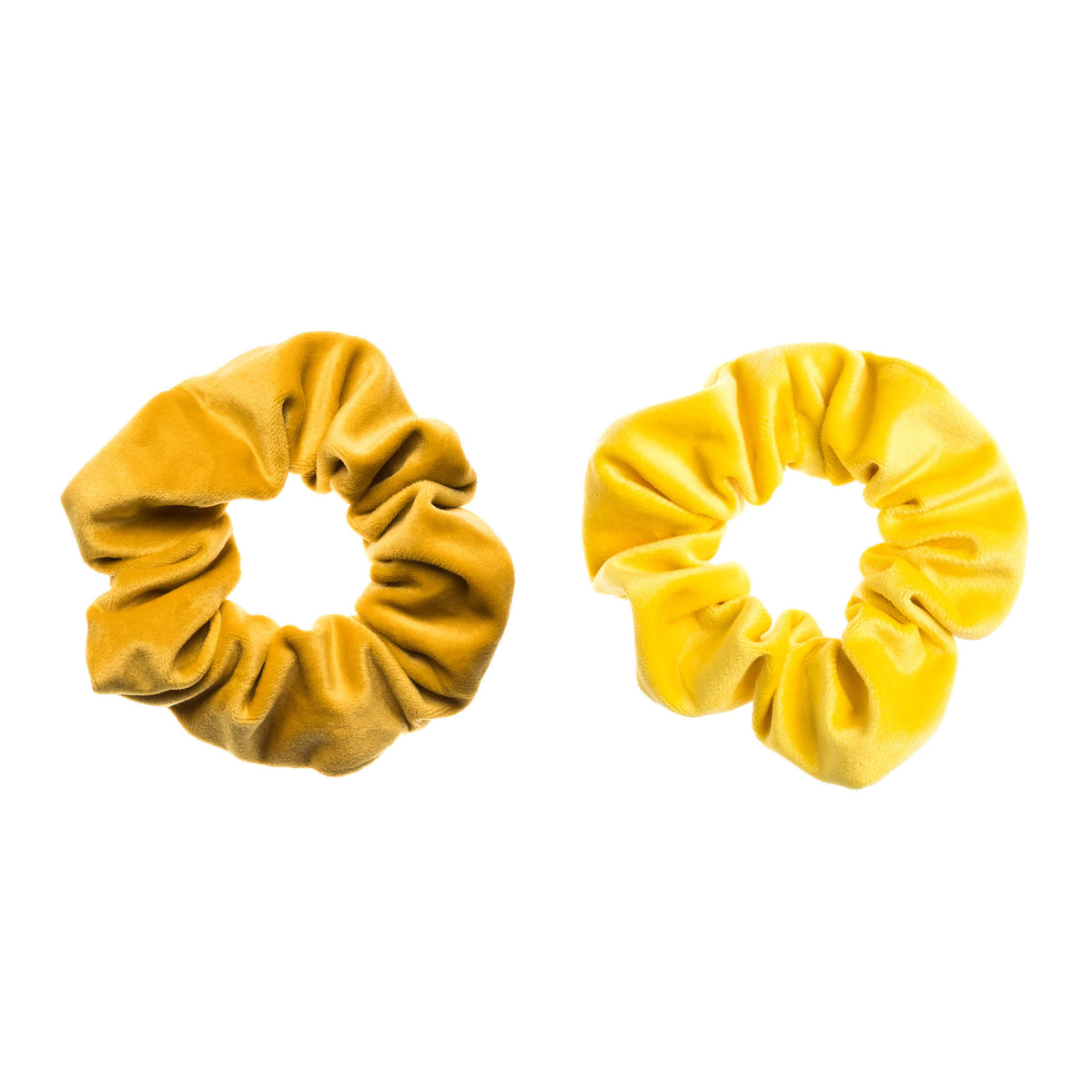 2 PK VELVET SCRUNCHIE YELLOW & SUN YELLOW