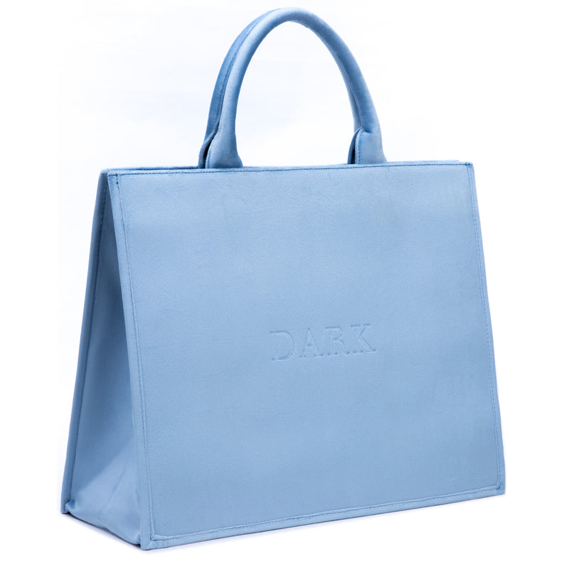 VELVET TOTE BAG LIGHT BLUE