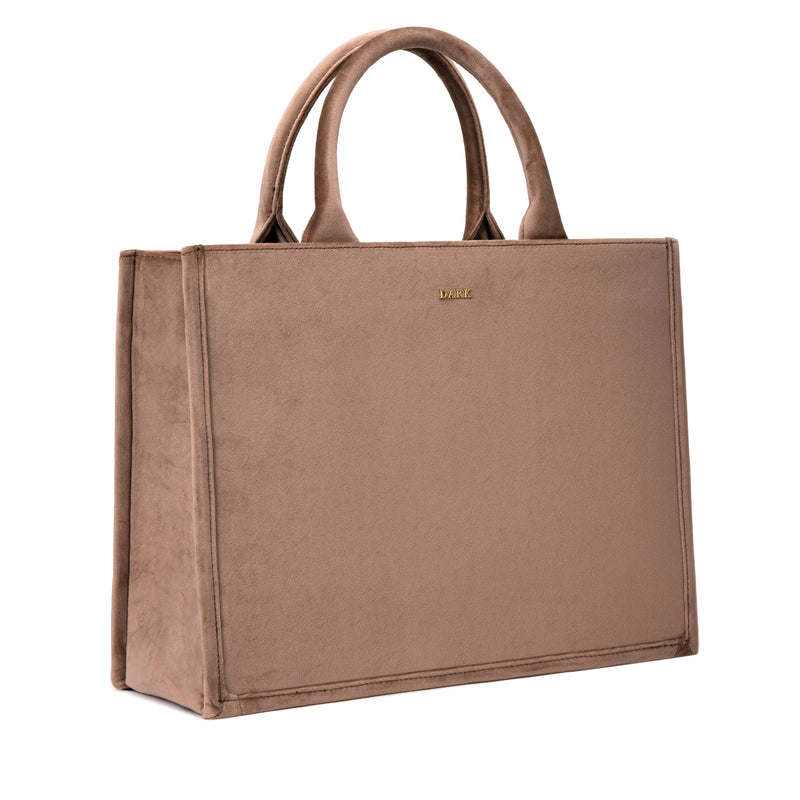 VELVET TOTE BAG SMALL NOUGAT