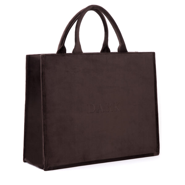 VELVET TOTE BAG CHOCOLATE BROWN