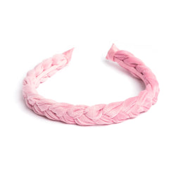 VELVET HAIR BAND BRAIDED PALE PINK