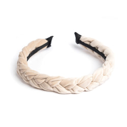 VELVET HAIR BAND BRAIDED SAND