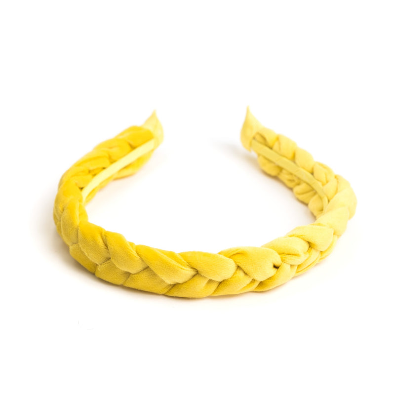 VELVET HAIR BAND BRAIDED SUN YELLOW