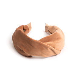 VELVET HAIR BAND FOLDED CAMEL