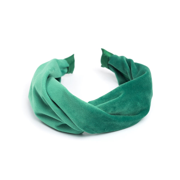 VELVET HAIR BAND FOLDED GREEN