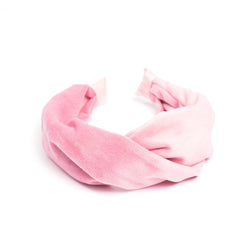 VELVET HAIR BAND FOLDED PALE PINK